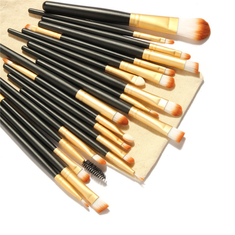 20Pcs Make Up Eyeshadow Eyebrow Mascara Lip Sponge Eyeliner Brushes Set Kit with Drawing Bag