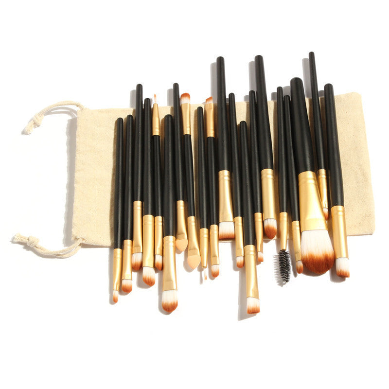 20Pcs Make Up Eyeshadow Eyebrow Mascara Lip Sponge Eyeliner Brushes Set Kit with Drawing Bag