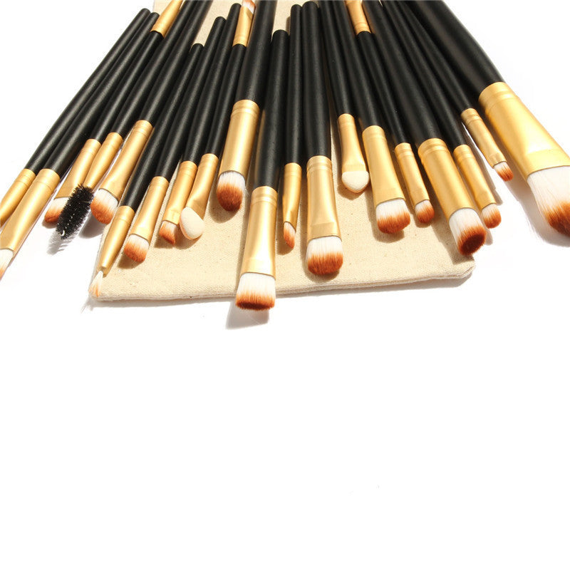 20Pcs Make Up Eyeshadow Eyebrow Mascara Lip Sponge Eyeliner Brushes Set Kit with Drawing Bag