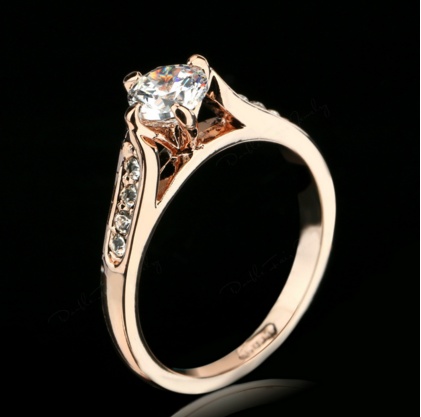 Crystal Paved Fashion 18K Rose/White Gold Plated Ring.