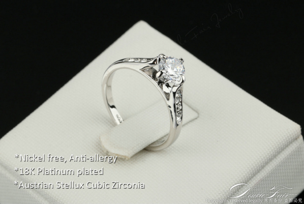 Crystal Paved Fashion 18K Rose/White Gold Plated Ring.