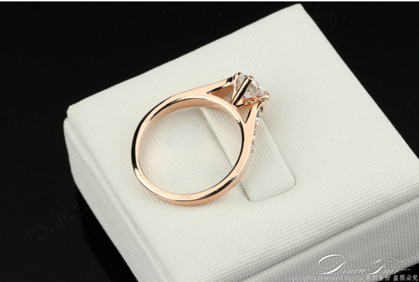 Crystal Paved Fashion 18K Rose/White Gold Plated Ring.