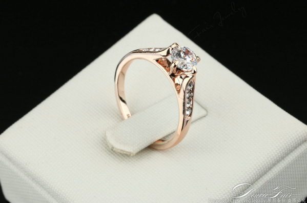 Crystal Paved Fashion 18K Rose/White Gold Plated Ring.