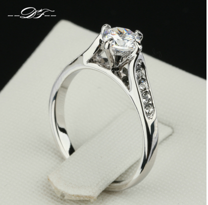 Crystal Paved Fashion 18K Rose/White Gold Plated Ring.