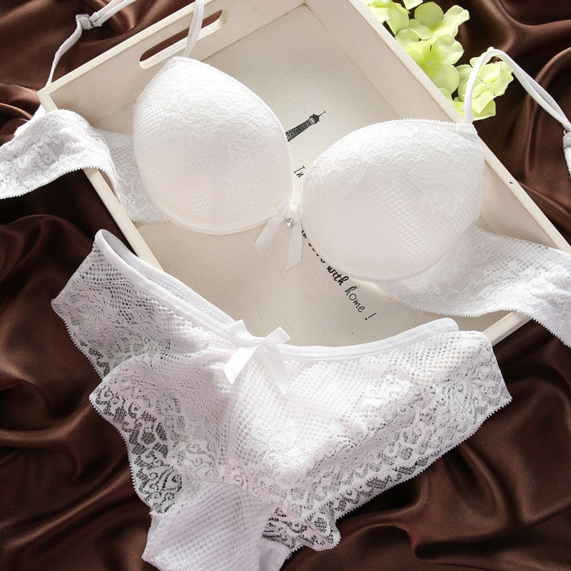 Fashion lace sexy thin deep V-neck push up  bra set
