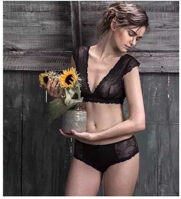 Victoria underwear for women sexy bra set lace thin see through bras wireless U.S back plunge bra and panty set soutien gorge