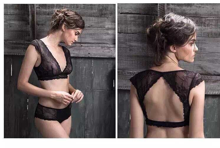 Victoria underwear for women sexy bra set lace thin see through bras wireless U.S back plunge bra and panty set soutien gorge