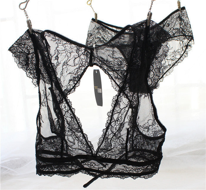 Victoria underwear for women sexy bra set lace thin see through bras wireless U.S back plunge bra and panty set soutien gorge