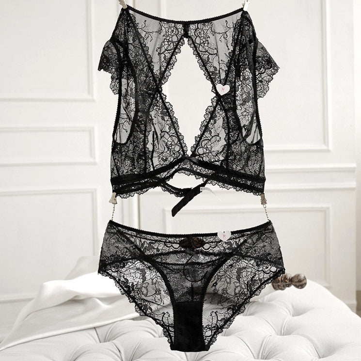 Victoria underwear for women sexy bra set lace thin see through bras wireless U.S back plunge bra and panty set soutien gorge