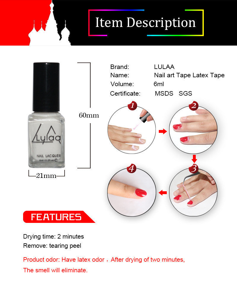 Whitenail art Tape Latex Tape & finger skin protected liquid Palisade Easy clean Base Coat care nail polish
