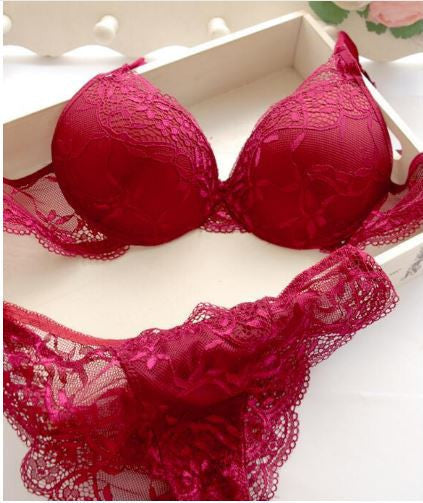 Sexy Women Bra Set Deep V Lace Underwire Bras Push Up Solid 32A-38C Lingerie Outfit Sexy Floral Sweet Comfy Fit Bowtie Sleepwear