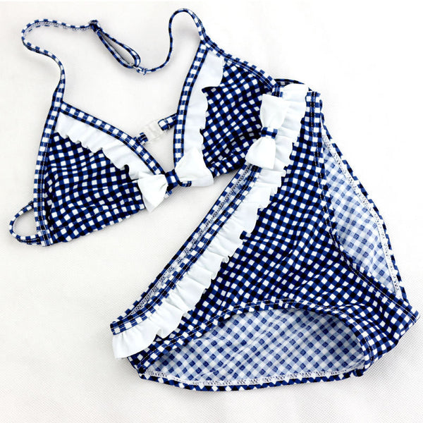 Cute Plaid Swimsuit 2016 New Summer Children Split Two-piece Swimsuit Girls Bikini Girls Beautiful Bikini Children's Swimwear