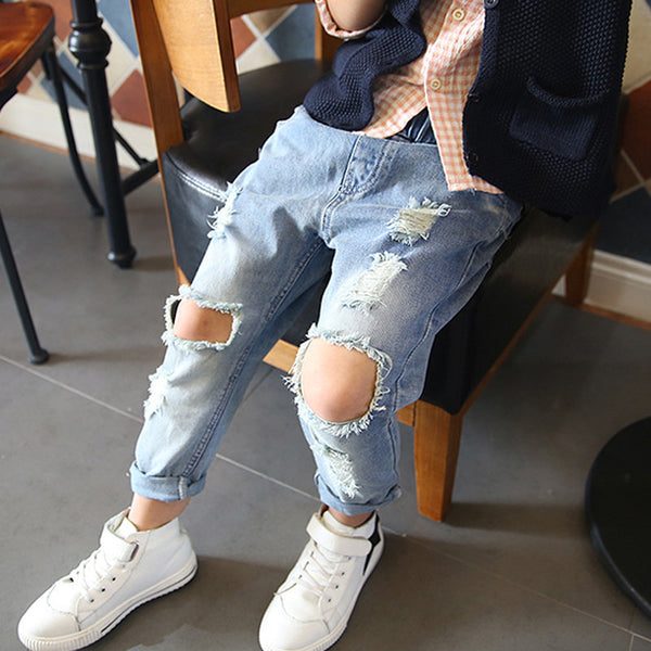 Baby Children Pants Tide Children Broken Hole Jeans Brand Boys Girls Jeans Pants 2-7Yrs High Quality