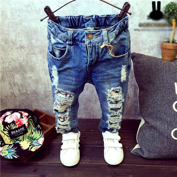 Children Broken Hole Pants Trousers 2016 Baby Boys Girls Jeans Brand Fashion Autumn 2-7Yrs Kids Trousers Children Clothing ZJ04