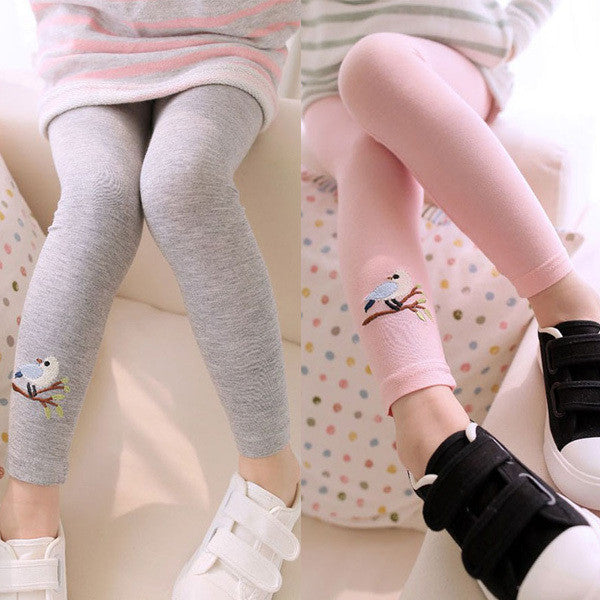 New Kid Toddlers Warm Leggings Baby Kid Girl Bird Pattern Stretchy Pants Trousers Hot