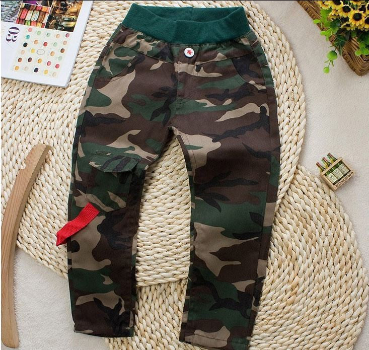 New Autumn Teens Jeans For Boy Camouflage Baby Boys Jeans Pants Designer Kids Jean Children's Elastic Waist Denim Long Pant