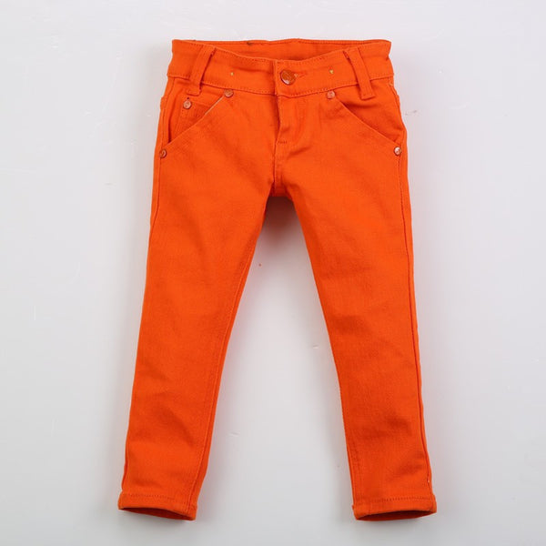 Spring kids jeans thick boys girls jeans children casual straight mid red kid jeans for boys 2-6 years old