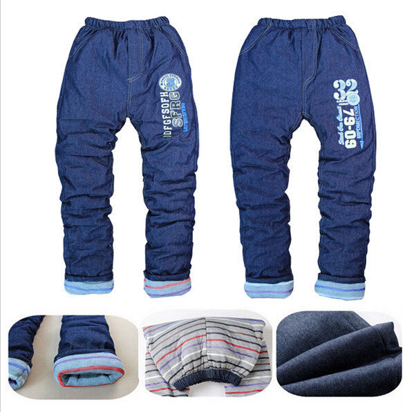 High quality baby clothing Outdoor activities thicken warm winter boys/girls Jeans pants kids trousers children pants 4-7 ages