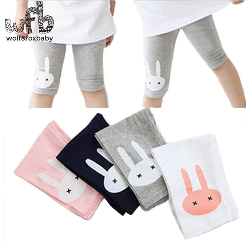 Retail 3-10years 4 color rabbit footless girls knee length kid Five pants Cropped clothing kids leggings children's summer cool
