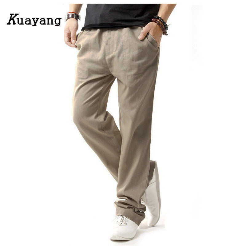 New Arrival Summer Linen Robe Super Ventilate Men Casual Wear Pants Comfort Big Size KZ0053