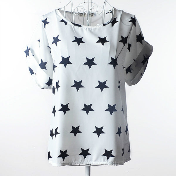 T Shirt Women 2016 Summer Bird Printed Women Tops Short Sleeve Female T-shirts Plus Size Tshirt Chiffon Tee Shirt Femme