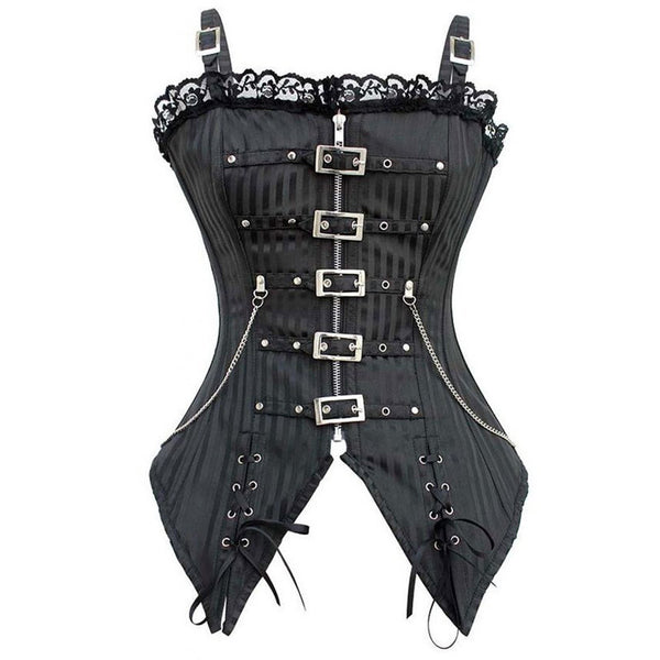 Striped Gothic Punk Steampunk Overbust Corset Waist Training Corsets