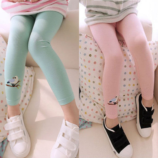 New Kid Toddlers Warm Leggings Baby Kid Girl Bird Pattern Stretchy Pants Trousers Hot