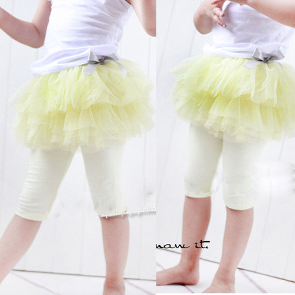 New 2016 Fashion Baby Girl Culottes Leggings Gauze Pants Party Skirts Bow Tutu Skirts