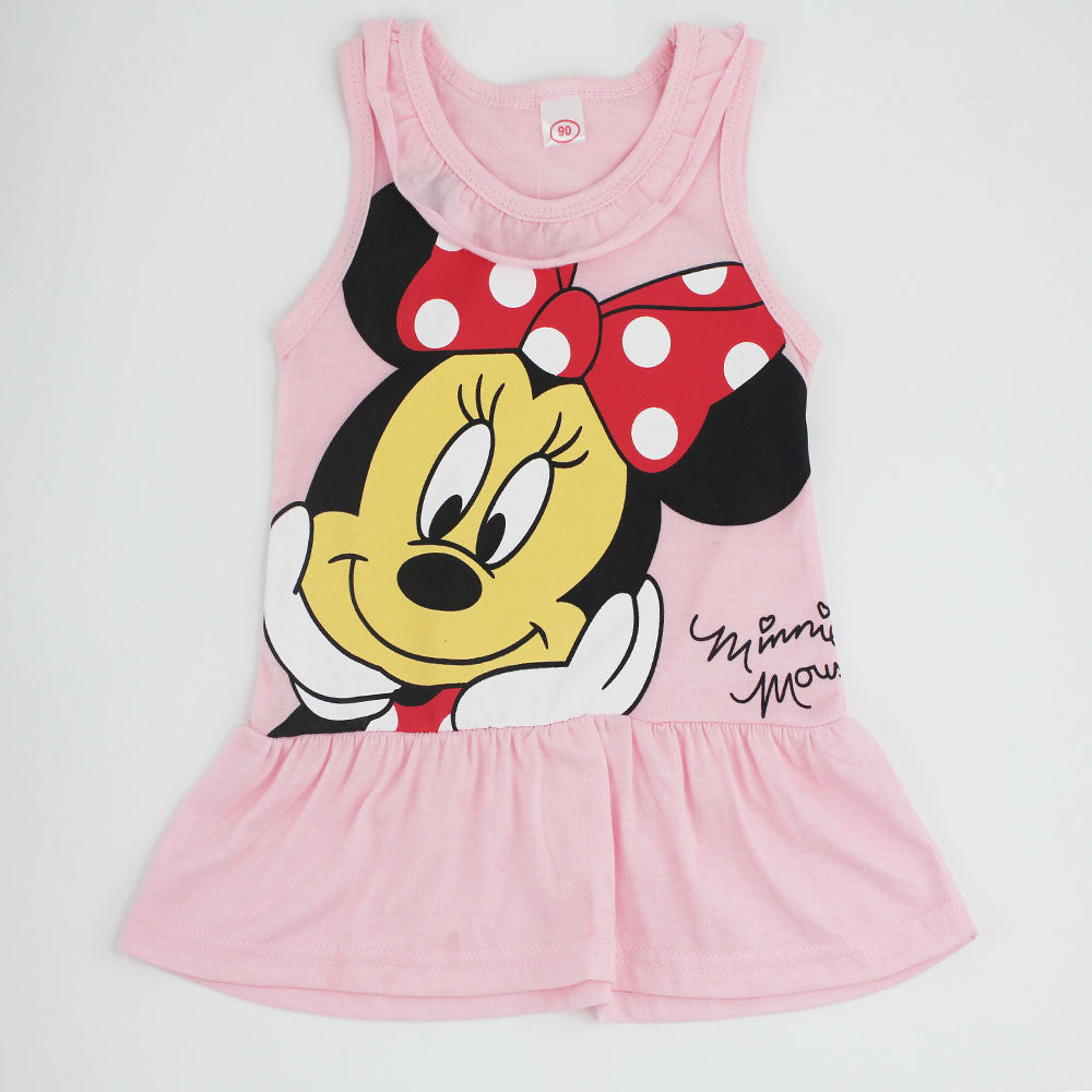 2015 Spring Summer Minnie Children Cute Princess Dresses Baby Girl Dress Fashion Cartoon Clothing 2 Colors Pink Red