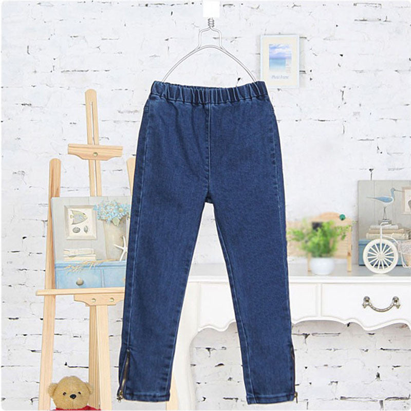 Retail Kids girl skinny jeans children pants deep blue color for 3-12 years,1016