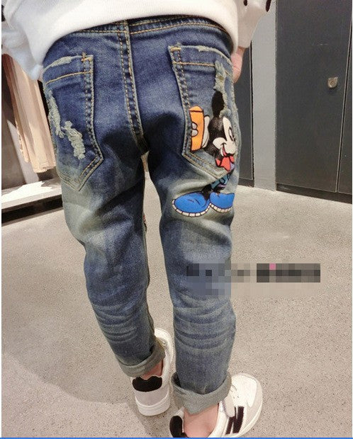 2-8Yrs Children Pants girls jeans Spring Baby Girl Cartoon Mouse Jeans Trousers Fashion Children Clothing Jeans Girls Kids Jeans