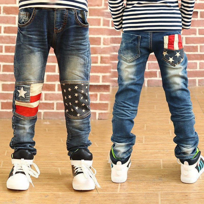 Retail High quality spring kids pants boys girls baby jeans children jeans for boys casual denim pants 3-12Y toddler clothing
