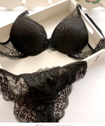 Sexy Women Bra Set Deep V Lace Underwire Bras Push Up Solid 32A-38C Lingerie Outfit Sexy Floral Sweet Comfy Fit Bowtie Sleepwear