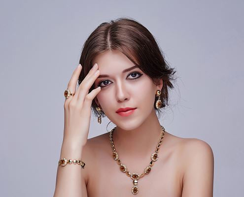 apphire Beads Collares Jewelry Sets For Women Fine Accessories Wedding Bridal Pendant Statement CZ Diamond Necklace Earrings