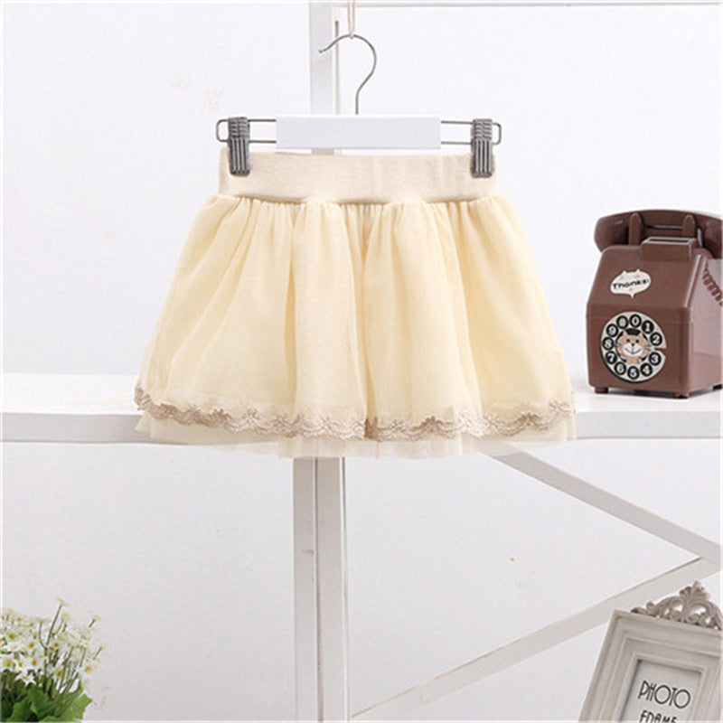 New Skirts For Girls 2015 Spring Autumn Bow Girls Tutu Skirt Children Clothing Princess Lace Pearls Cute Elegant Kids Girl Skirt
