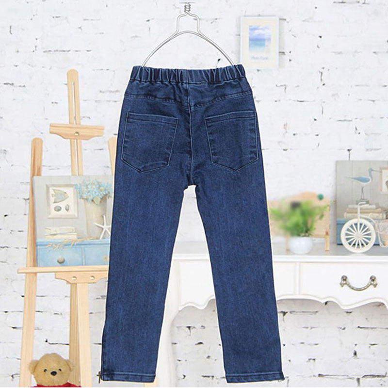 Retail Kids girl skinny jeans children pants deep blue color for 3-12 years,1016