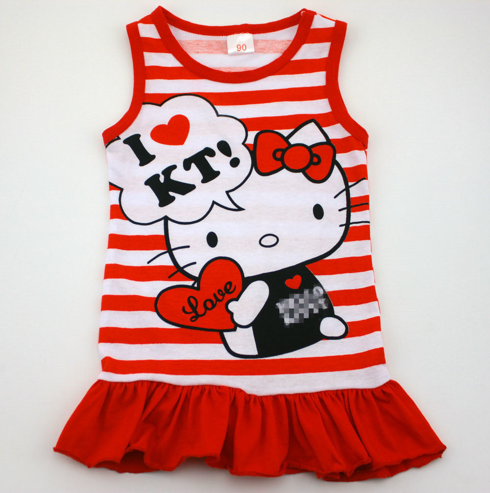 2015 Spring Summer Minnie Children Cute Princess Dresses Baby Girl Dress Fashion Cartoon Clothing 2 Colors Pink Red