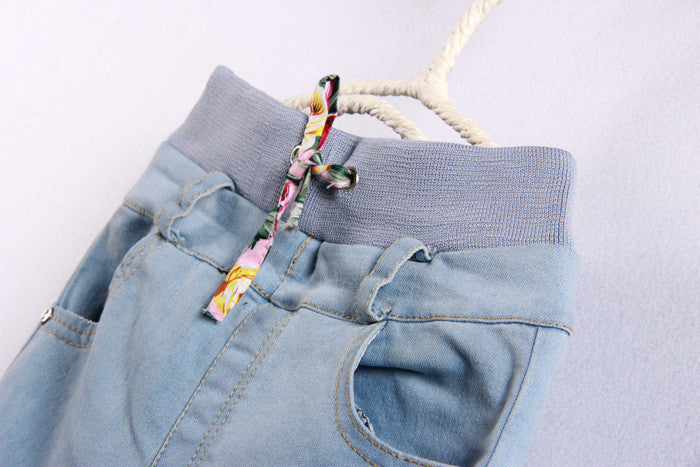 Children's jeans baby girls pants jeans child elastic waist 2-7Y Retail