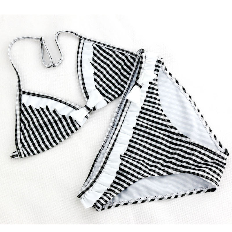 Cute Plaid Swimsuit 2016 New Summer Children Split Two-piece Swimsuit Girls Bikini Girls Beautiful Bikini Children's Swimwear