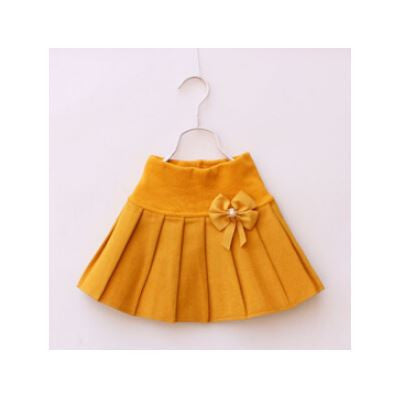 New Winter Children Skirts For Girls 2015 Bow Faldas Woolen Faldas High Waist Kids Baby Skirt Girl Pleated Saia Infantil 7Color
