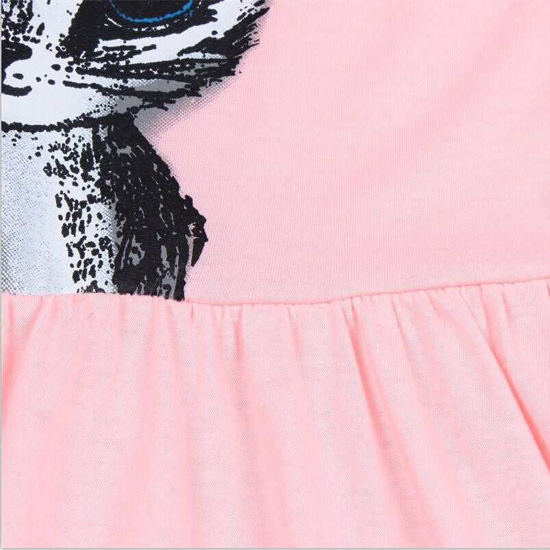 Hot Sale New 2016 summer girl dress cat print grey baby girl dress children clothing children dress 0-8years