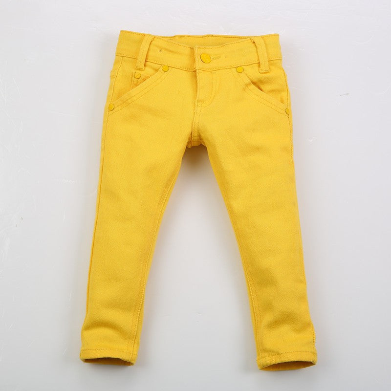 Spring kids jeans thick boys girls jeans children casual straight mid red kid jeans for boys 2-6 years old