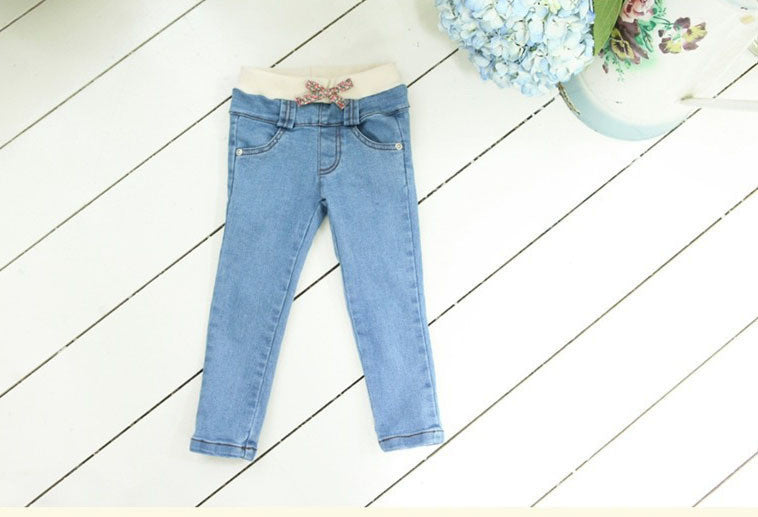 Children's jeans baby girls pants jeans child elastic waist 2-7Y Retail