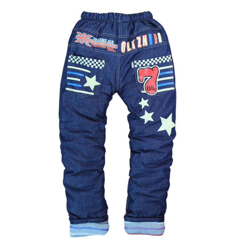 High quality baby clothing Outdoor activities thicken warm winter boys/girls Jeans pants kids trousers children pants 4-7 ages