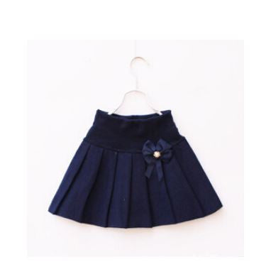 New Winter Children Skirts For Girls 2015 Bow Faldas Woolen Faldas High Waist Kids Baby Skirt Girl Pleated Saia Infantil 7Color