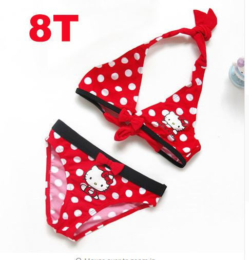 2016 Summer Cartoon Baby Girls Swimwear Cute Hello Kitty Swimsuit Kids Bikini Child Swimsuit c10