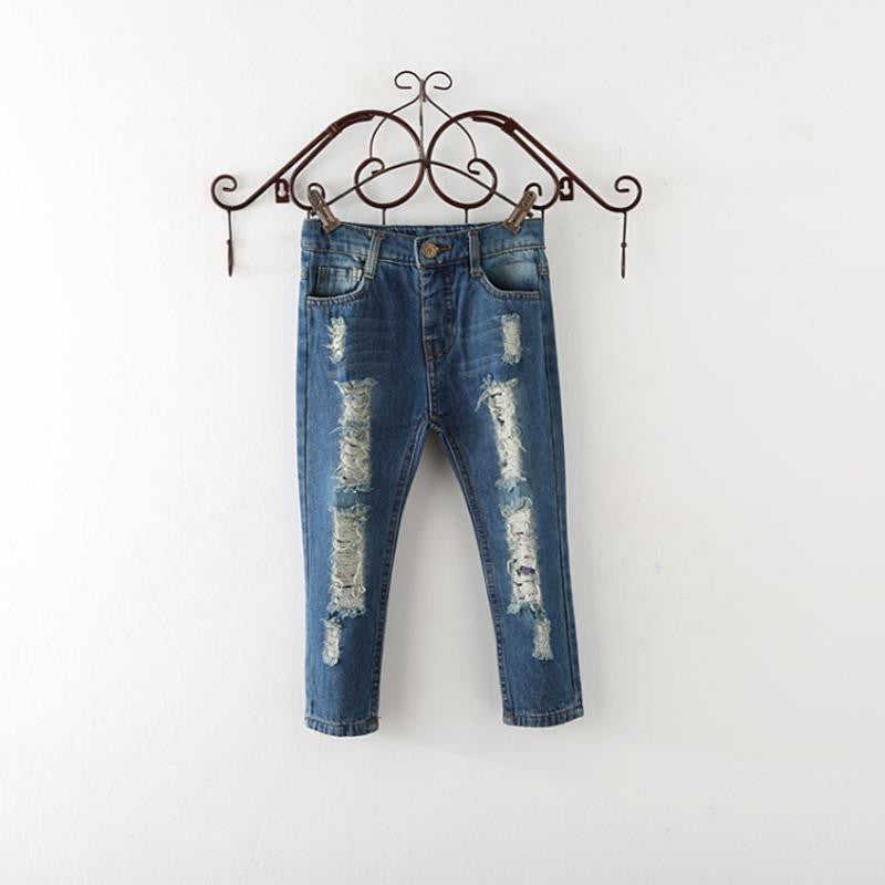 Children Broken Hole Pants Trousers 2016 Baby Boys Girls Jeans Brand Fashion Autumn 2-7Yrs Kids Trousers Children Clothing ZJ04