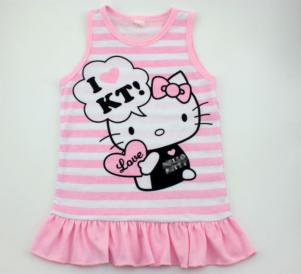 2015 Spring Summer Minnie Children Cute Princess Dresses Baby Girl Dress Fashion Cartoon Clothing 2 Colors Pink Red