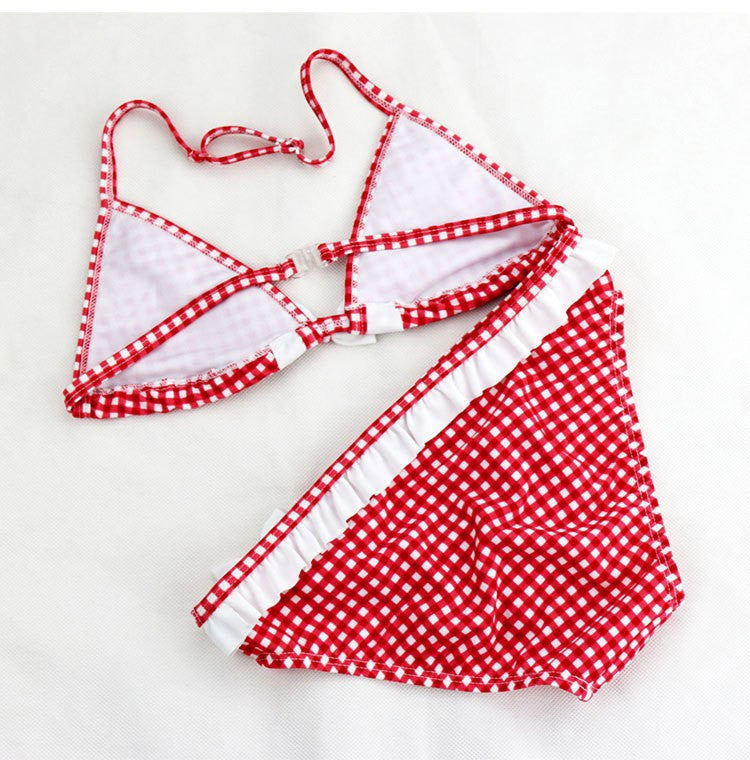 Cute Plaid Swimsuit 2016 New Summer Children Split Two-piece Swimsuit Girls Bikini Girls Beautiful Bikini Children's Swimwear