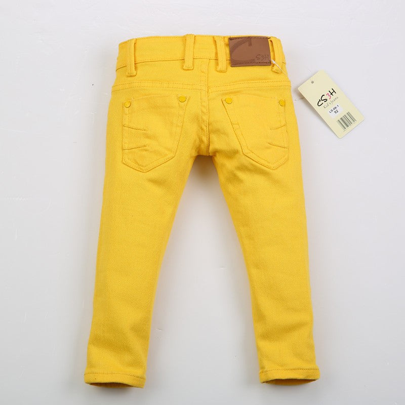 Spring kids jeans thick boys girls jeans children casual straight mid red kid jeans for boys 2-6 years old